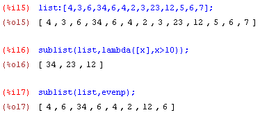 Sublist - Lambda